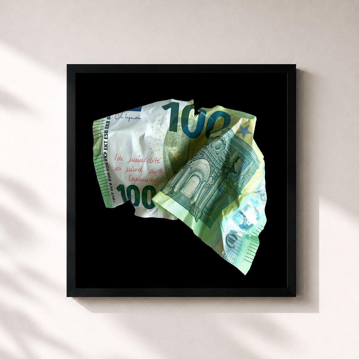 #noir Tableau carré de l'album Ich wünschte, es würd' mich kümmern de Souly, cadre noir 32x32 cm