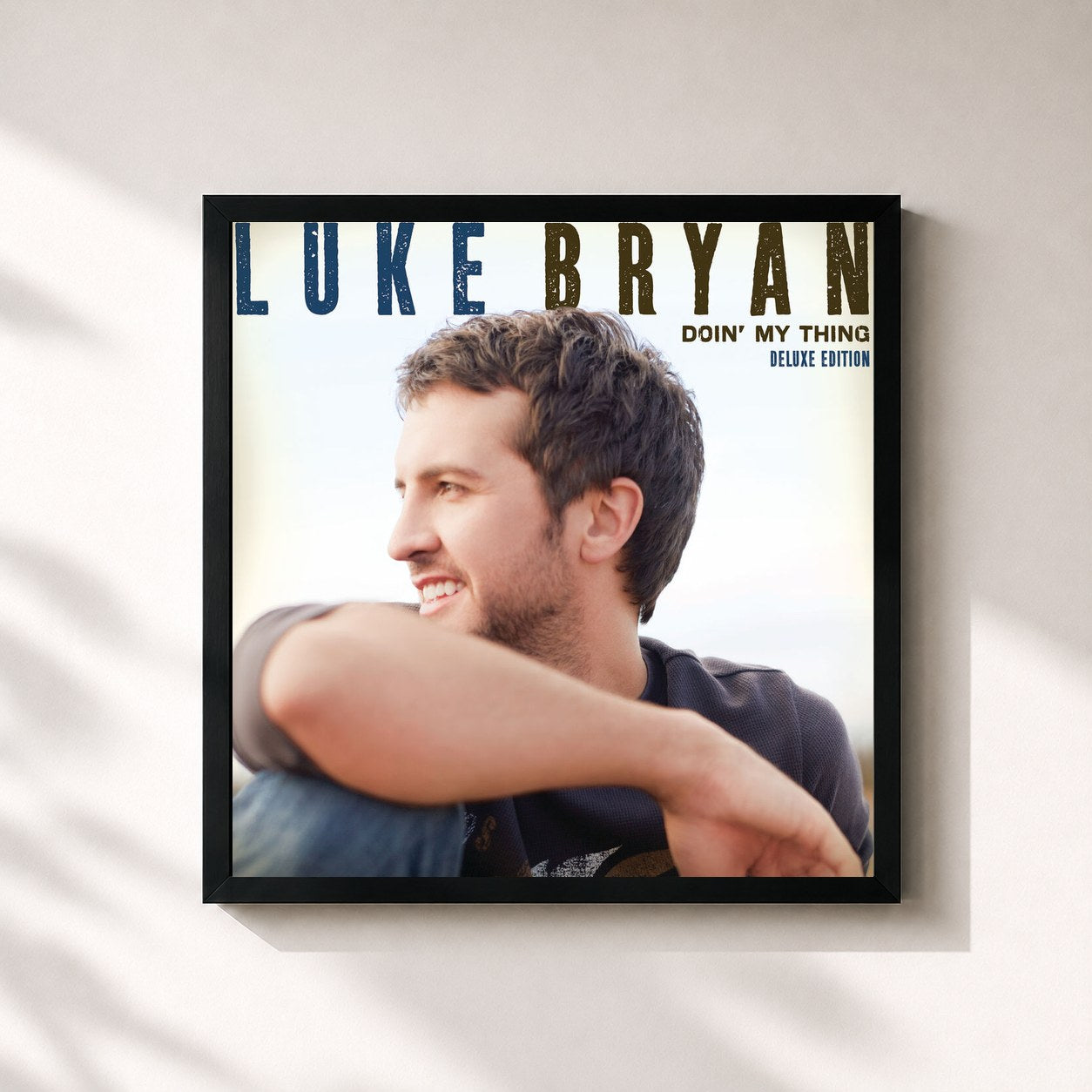 #noir Tableau carré de l'album Doin’ My Thing (Deluxe Edition) de Luke Bryan, cadre noir 32x32 cm