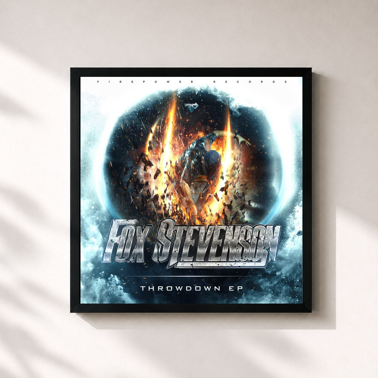 #noir Tableau carré de l'album Throwdown de Fox Stevenson, cadre noir 32x32 cm