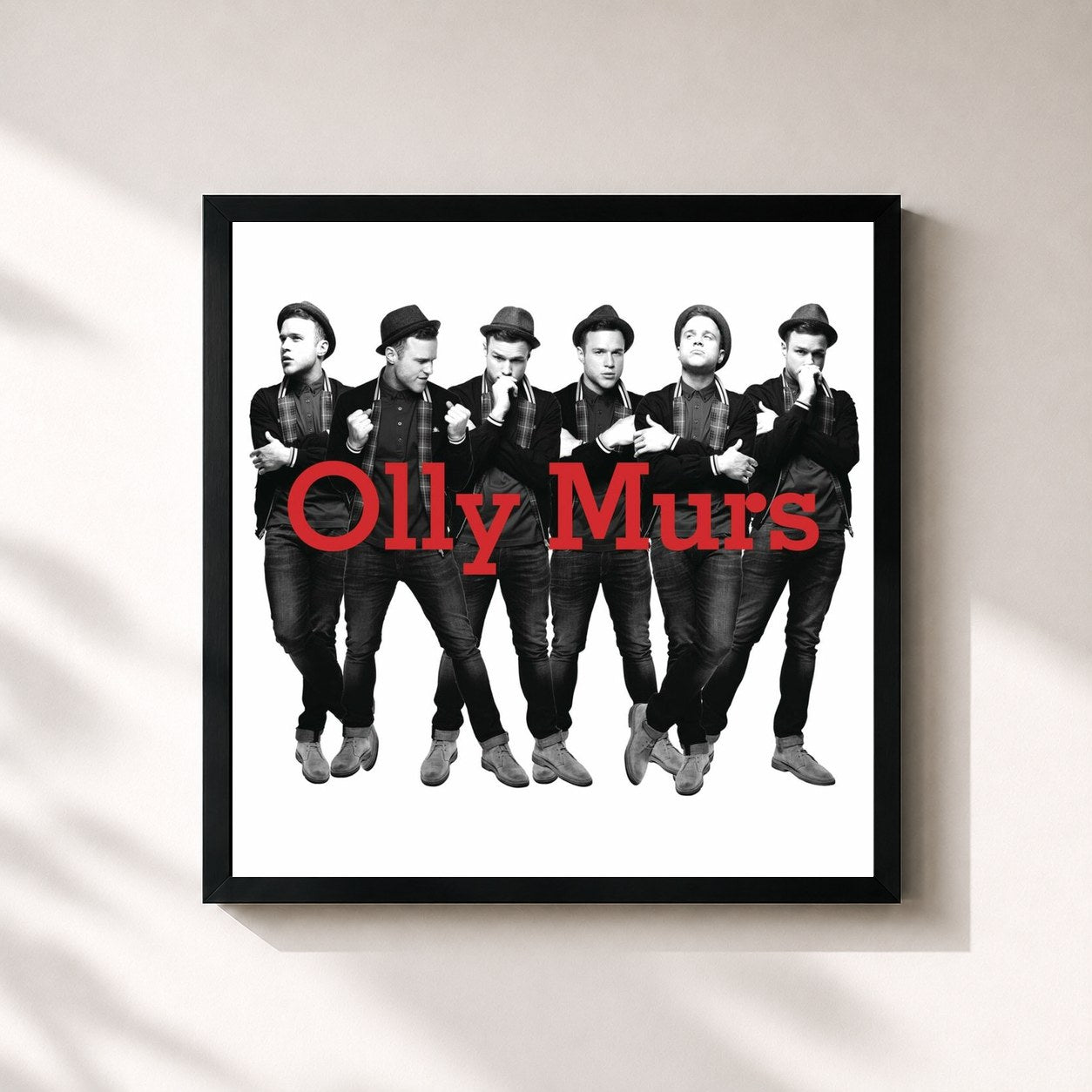#noir Tableau carré de l'album Olly Murs de Olly Murs, cadre noir 32x32 cm