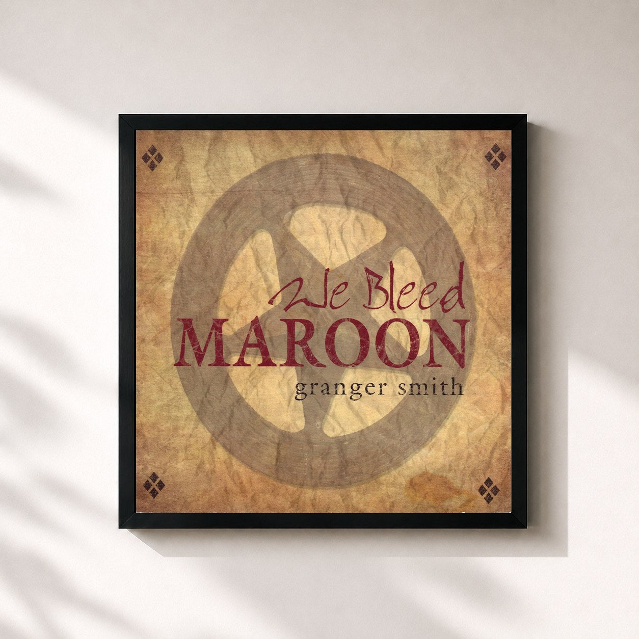 #noir Tableau carré de l'album We Bleed Maroon de Granger Smith, cadre noir 32x32 cm