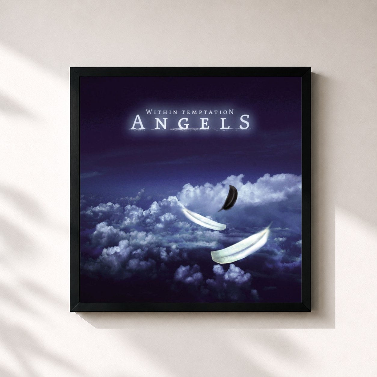 #noir Tableau carré de l'album Angels de Within Temptation, cadre noir 32x32 cm