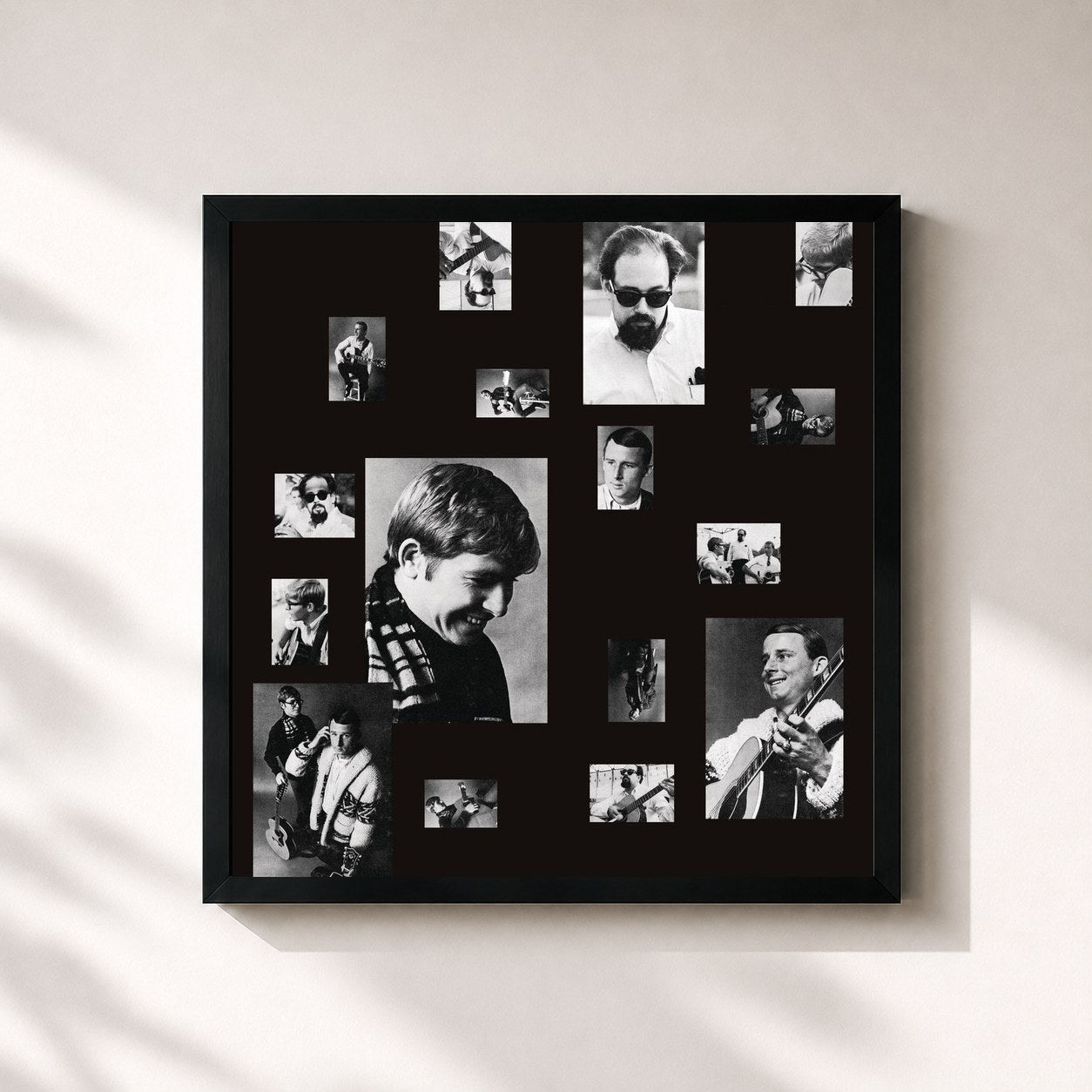 #noir Tableau carré de l'album John Denver Sings de John Denver, cadre noir 32x32 cm