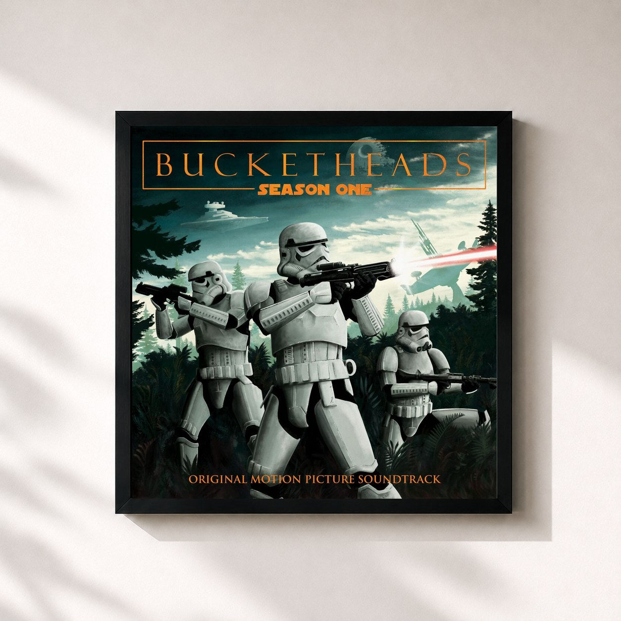 #noir Tableau carré de l'album Bucketheads: Season 1 (Original Motion Picture Soundtrack) de Samuel Kim, cadre noir 32x32 cm