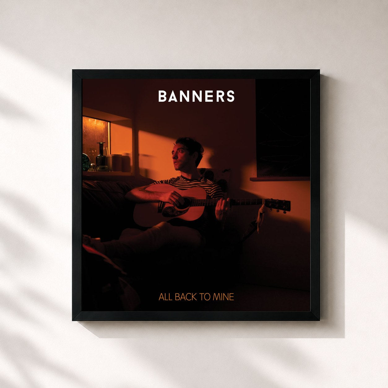 #noir Tableau carré de l'album All Back to Mine de Banners, cadre noir 32x32 cm