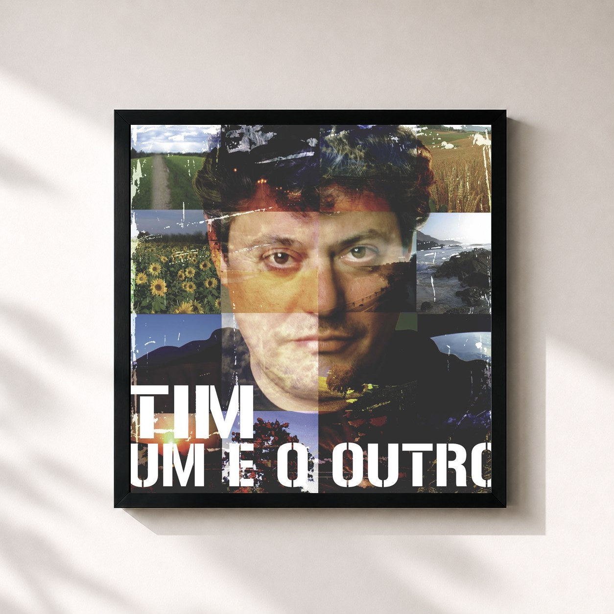 #noir Tableau carré de l'album Um E O Outro de Tim, cadre noir 32x32 cm