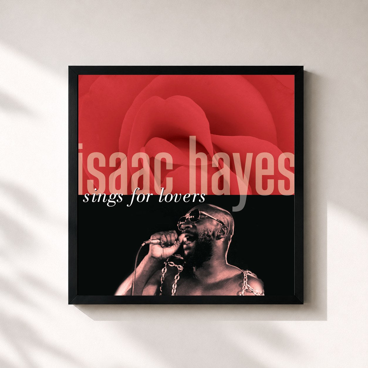 #noir Tableau carré de l'album Isaac Hayes Sings For Lovers de Isaac Hayes, cadre noir 32x32 cm