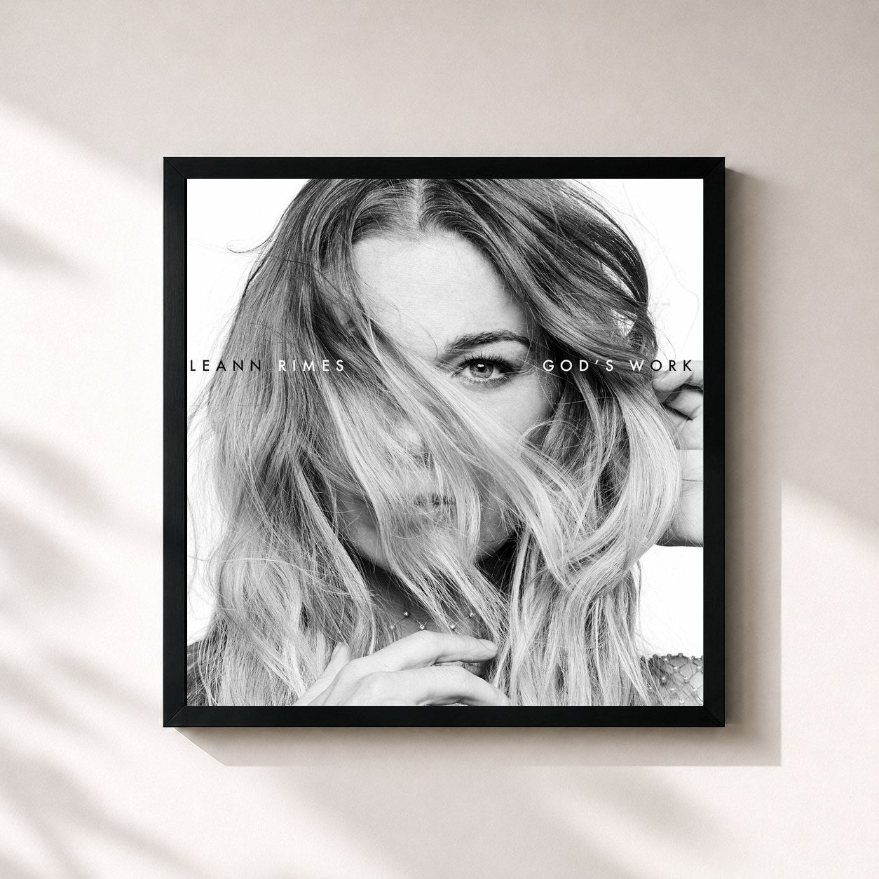 #noir Tableau carré de l'album god's work de LeAnn Rimes, cadre noir 32x32 cm