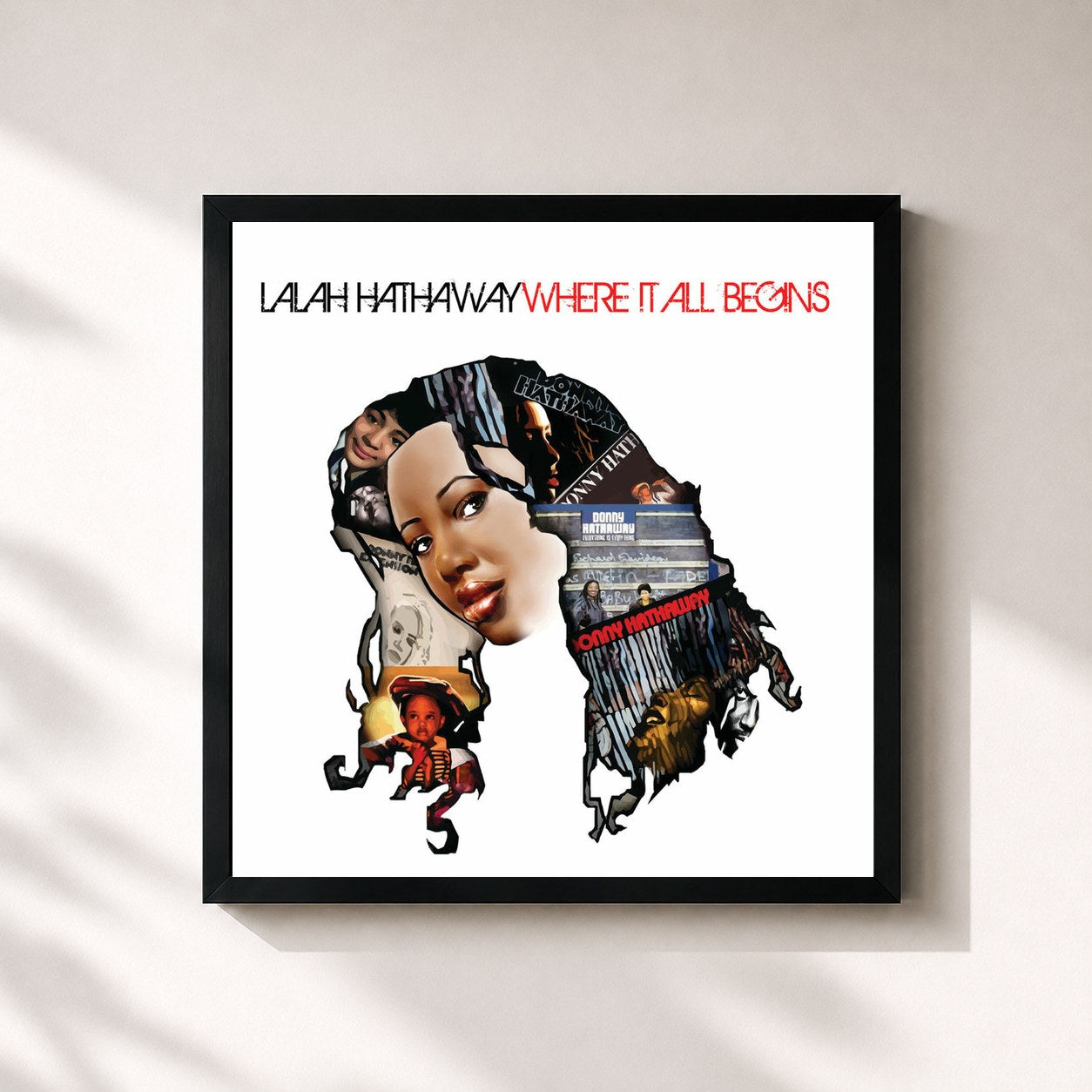 #noir Tableau carré de l'album Where It All Begins de Lalah Hathaway, cadre noir 32x32 cm