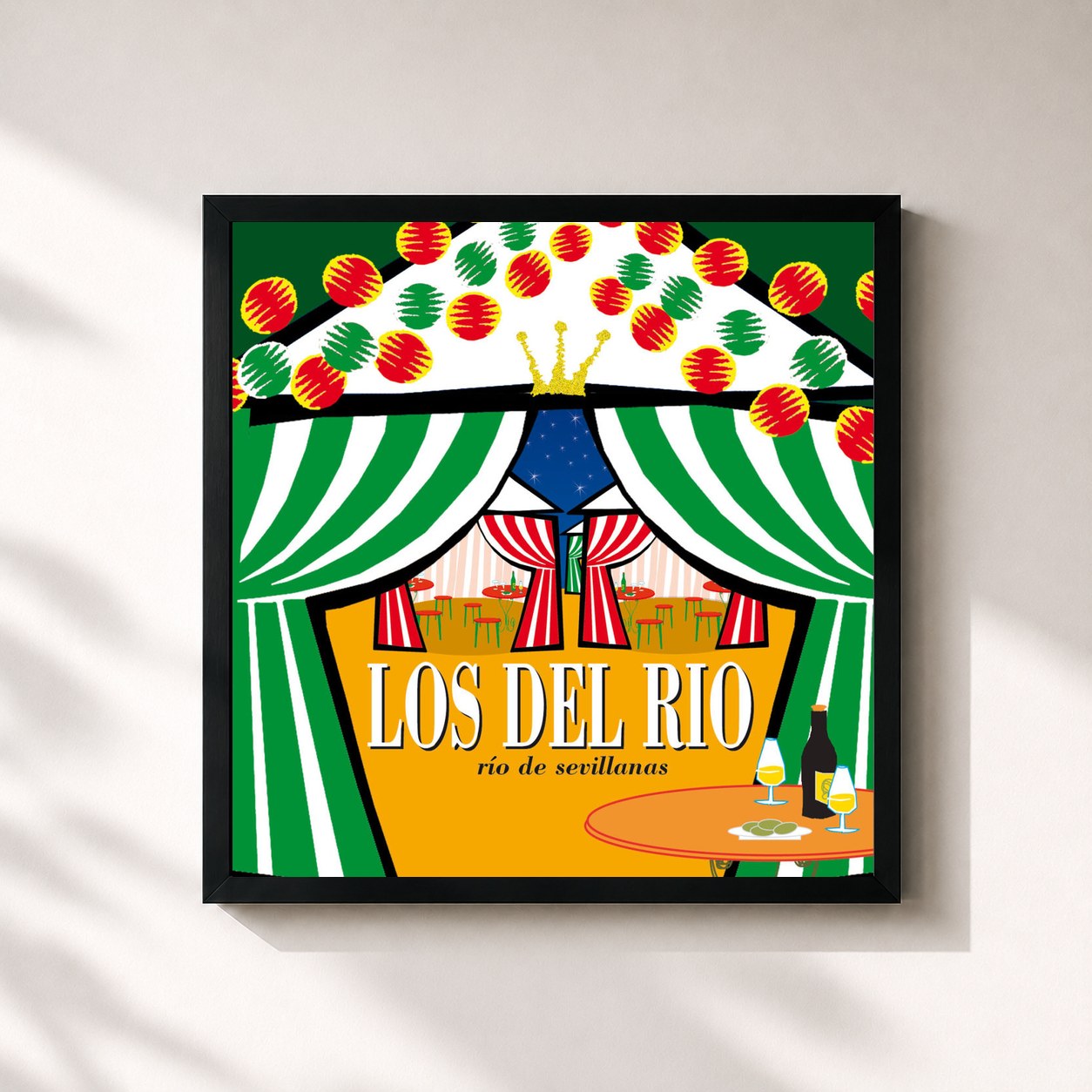 #noir Tableau carré de l'album Rio De Sevillanas de Los Del Río, cadre noir 32x32 cm