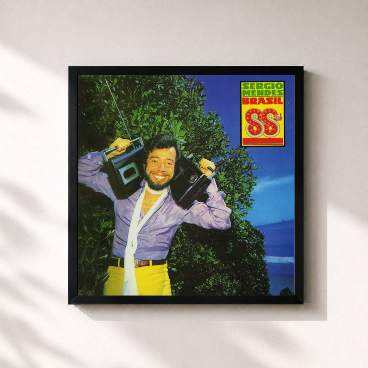 #noir Tableau carré de l'album Brasil '88 de Sergio Mendes, cadre noir 32x32 cm