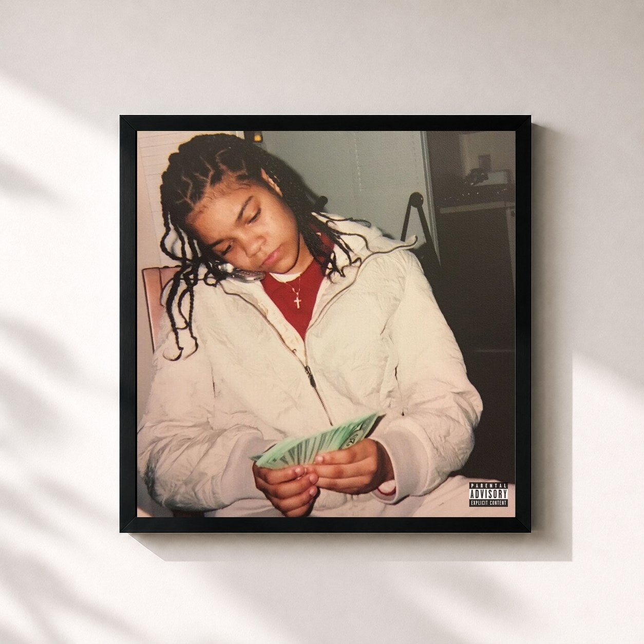 #noir Tableau carré de l'album Herstory de Young M.A, cadre noir 32x32 cm
