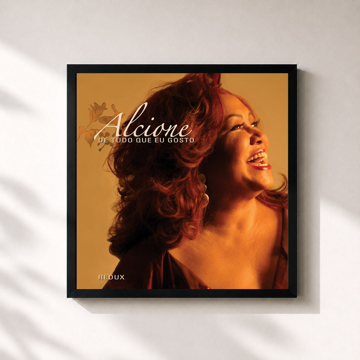 #noir Tableau carré de l'album De tudo que eu gosto (Redux) de Alcione, cadre noir 32x32 cm