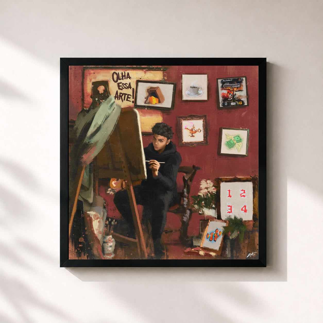 #noir Tableau carré de l'album Olha Essa Arte de Jovem Dex, cadre noir 32x32 cm