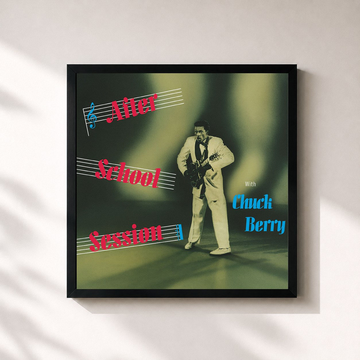 #noir Tableau carré de l'album After School Session de Chuck Berry, cadre noir 32x32 cm