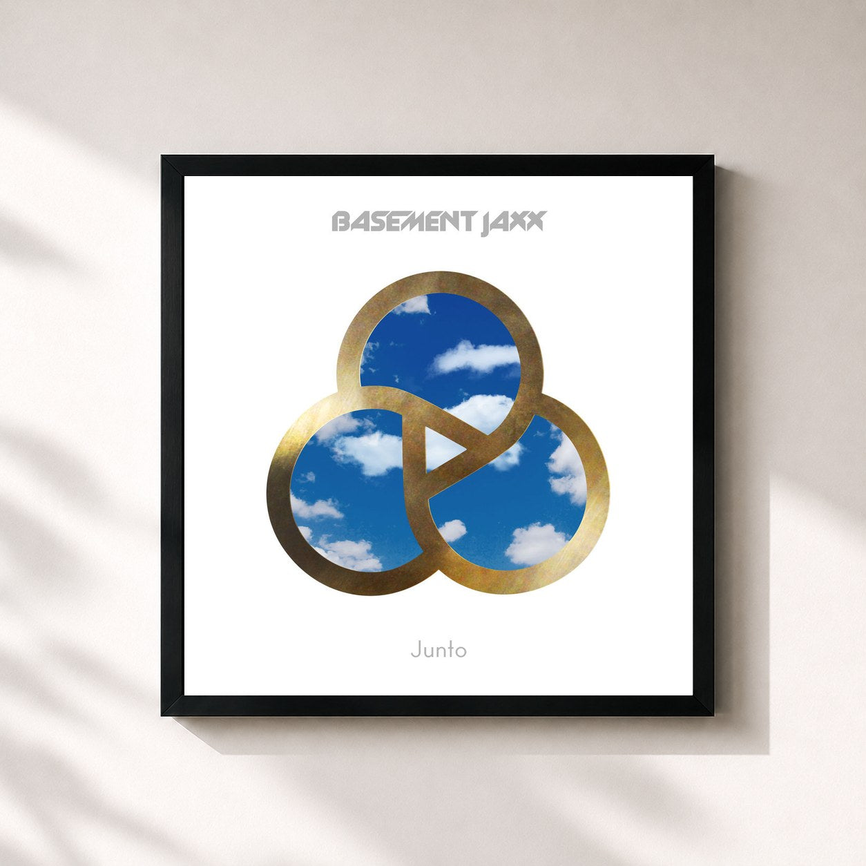 #noir Tableau carré de l'album Junto de Basement Jaxx, cadre noir 32x32 cm