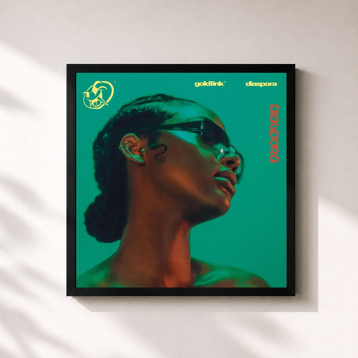 #noir Tableau carré de l'album Diaspora de GoldLink, cadre noir 32x32 cm