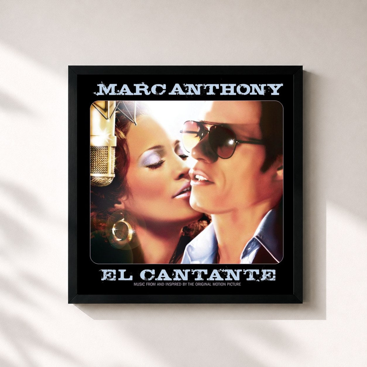 #noir Tableau carré de l'album Marc Anthony "El Cantante" OST de Marc Anthony, cadre noir 32x32 cm