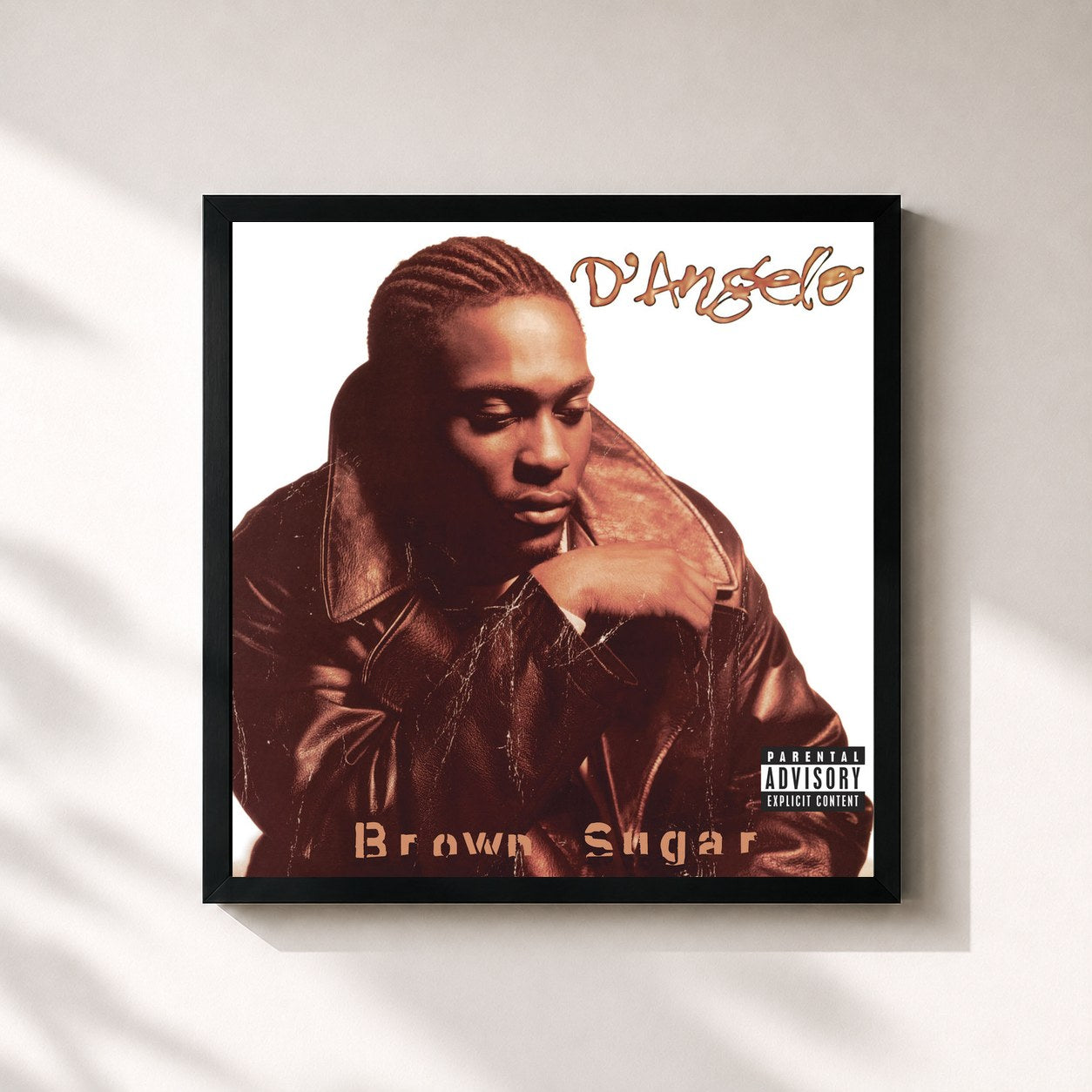 #noir Tableau carré de l'album Brown Sugar de D'Angelo, cadre noir 32x32 cm