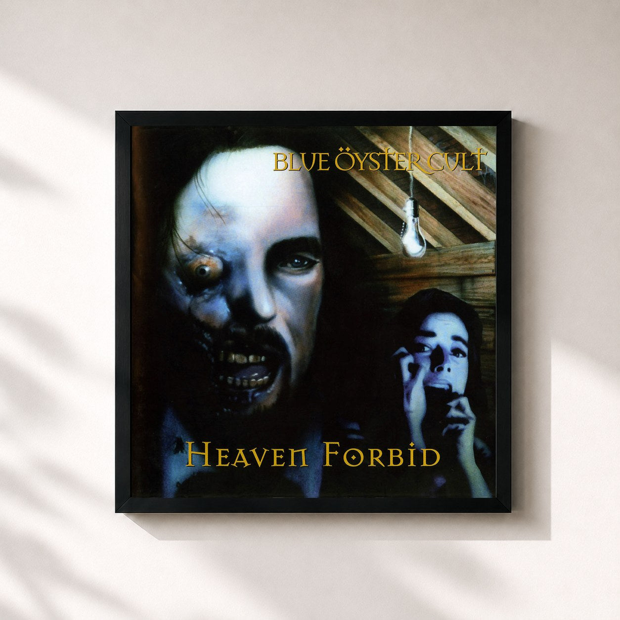 #noir Tableau carré de l'album Heaven Forbid de Blue Öyster Cult, cadre noir 32x32 cm