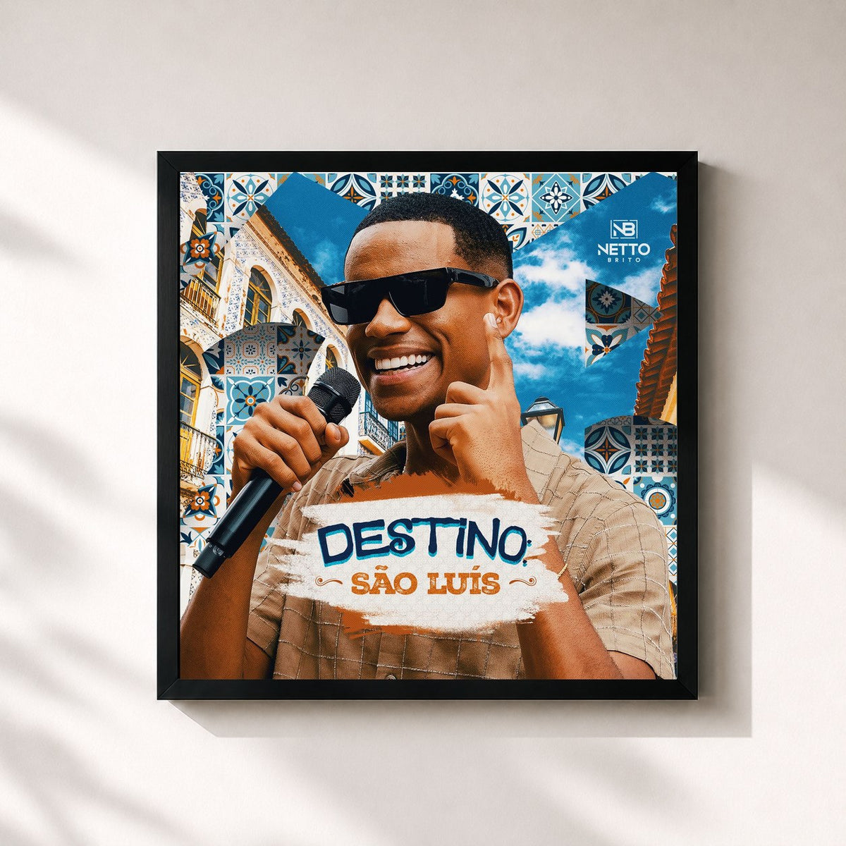 #noir Tableau carré de l'album Destino: São Luís de Netto Brito, cadre noir 32x32 cm
