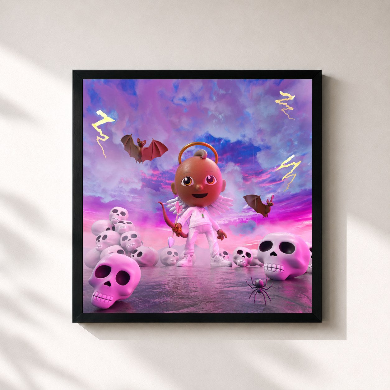 #noir Tableau carré de l'album TEENAGER FOREVER de reezy, cadre noir 32x32 cm