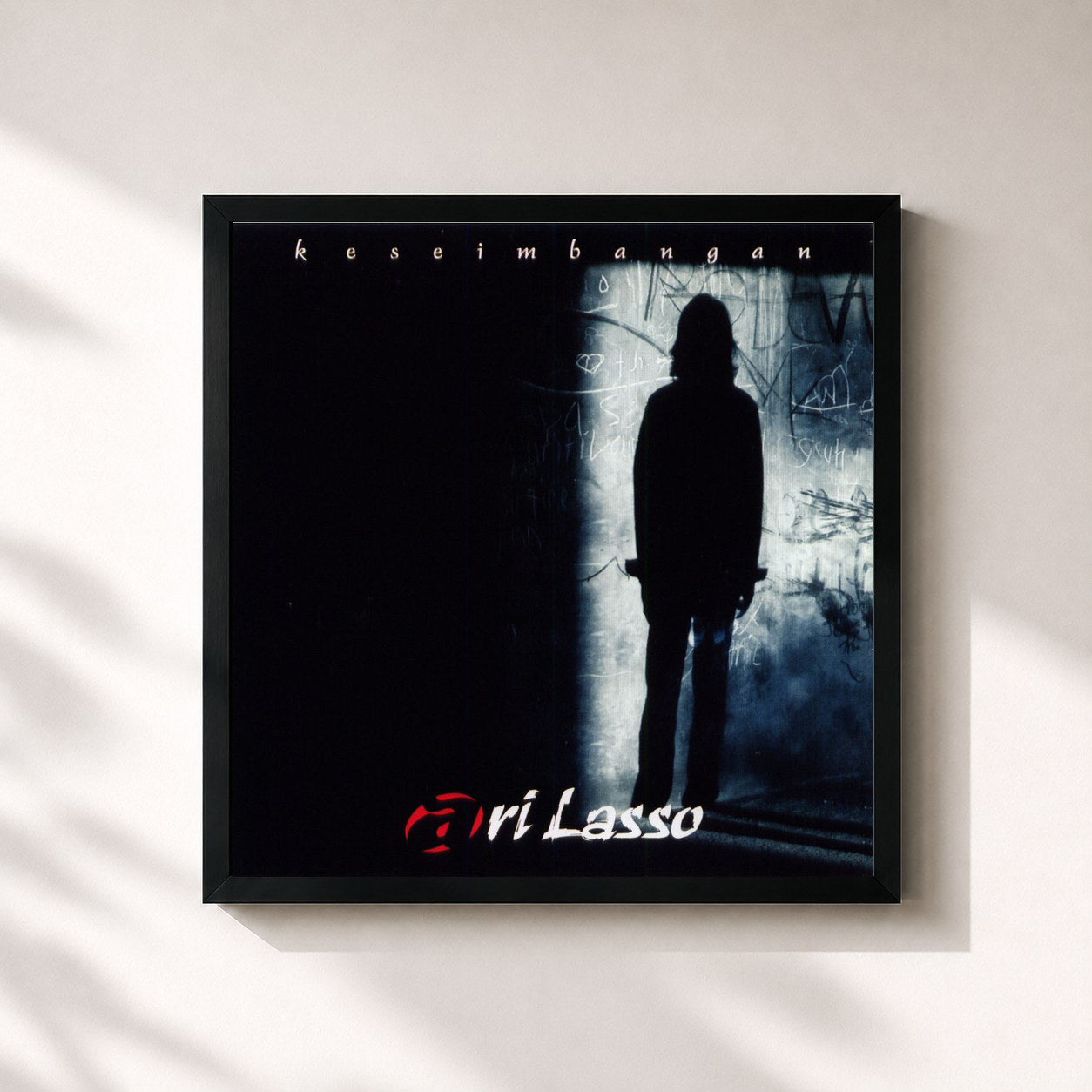 #noir Tableau carré de l'album Keseimbangan de Ari Lasso, cadre noir 32x32 cm