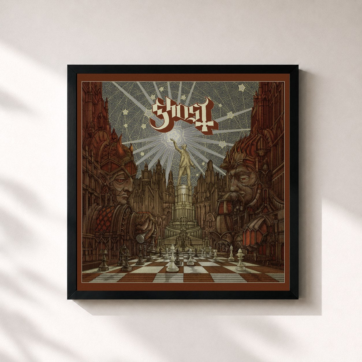 #noir Tableau carré de l'album Popestar de Ghost, cadre noir 32x32 cm