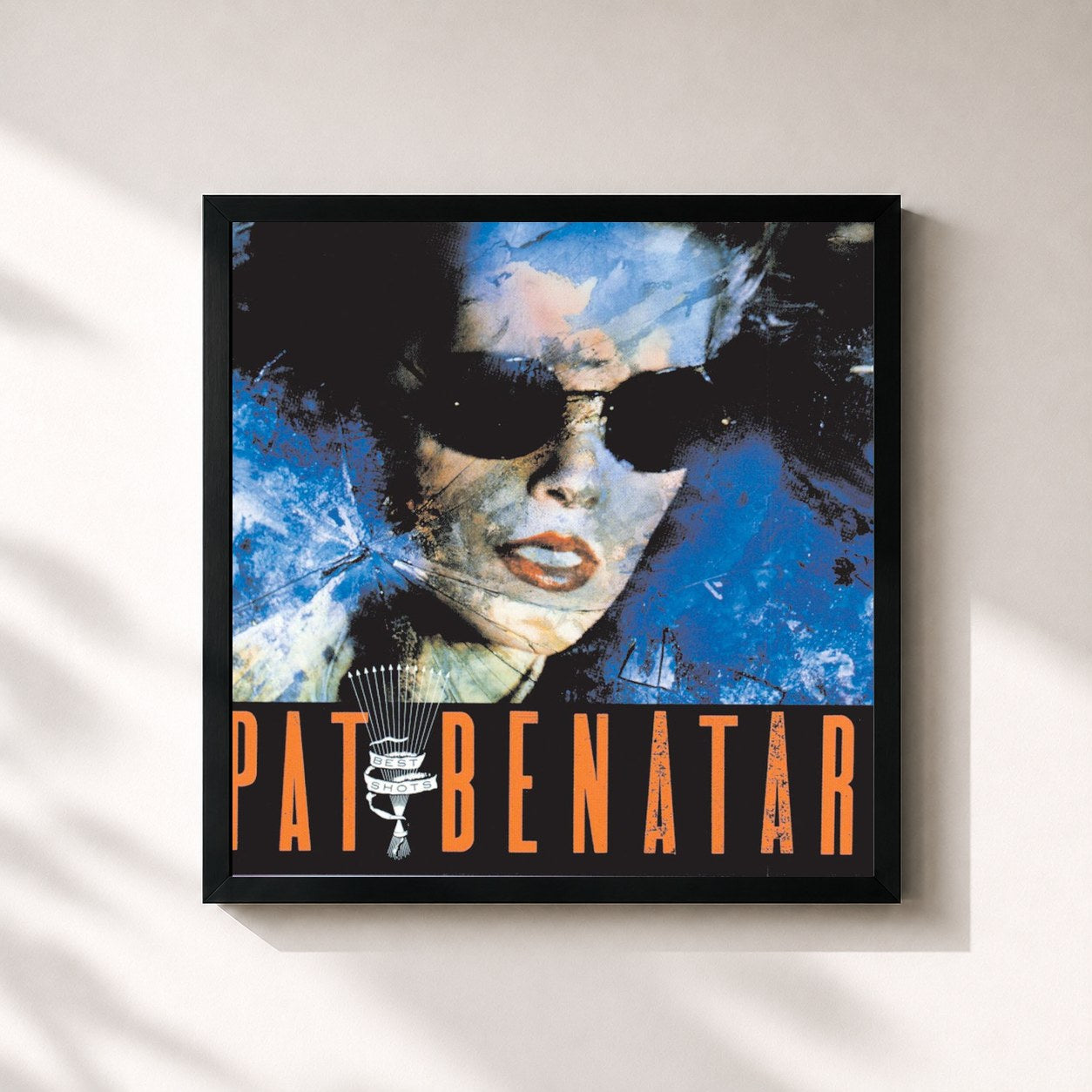 #noir Tableau carré de l'album Best Shots de Pat Benatar, cadre noir 32x32 cm