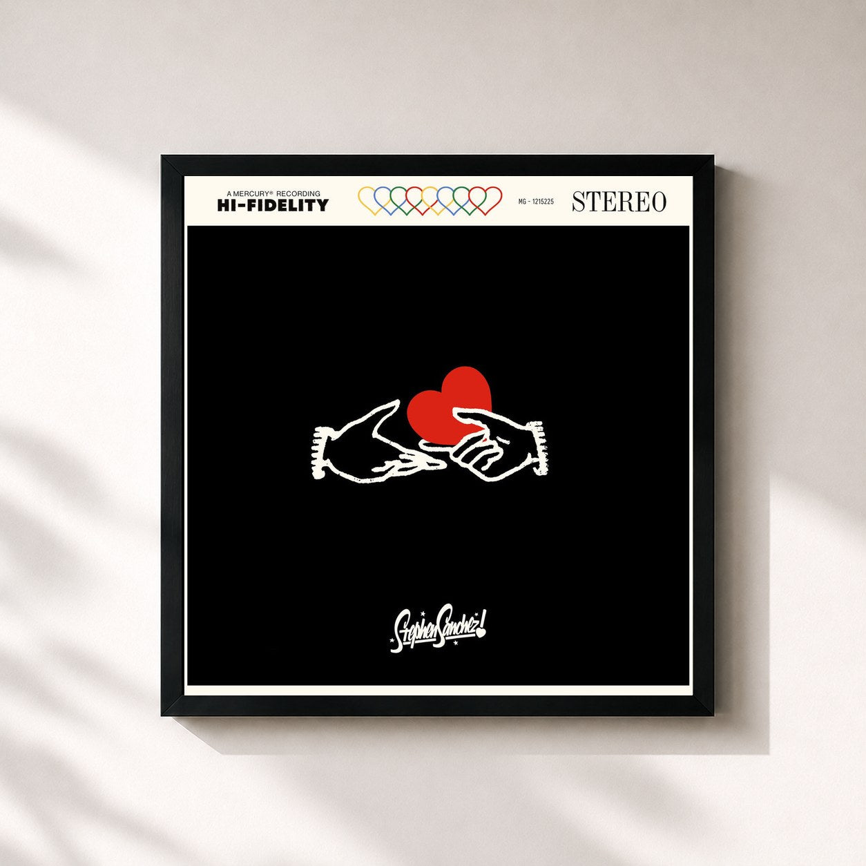 #noir Tableau carré de l'album LOVE, LOVE, LOVE de Stephen Sanchez, cadre noir 32x32 cm