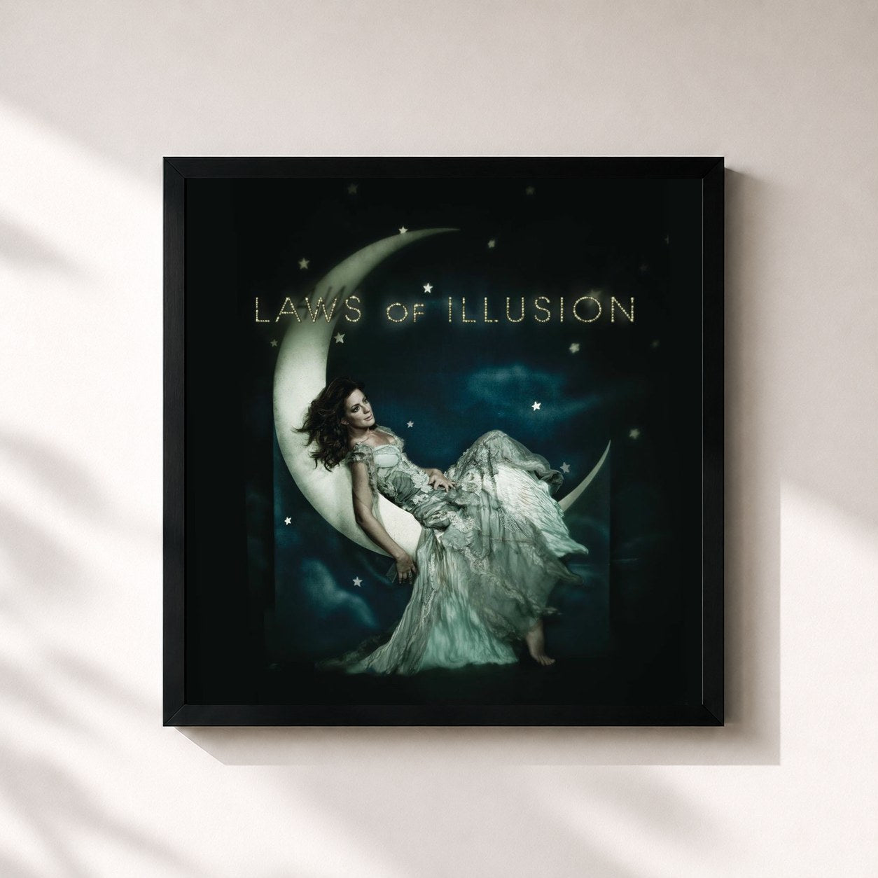 #noir Tableau carré de l'album Laws Of Illusion de Sarah McLachlan, cadre noir 32x32 cm