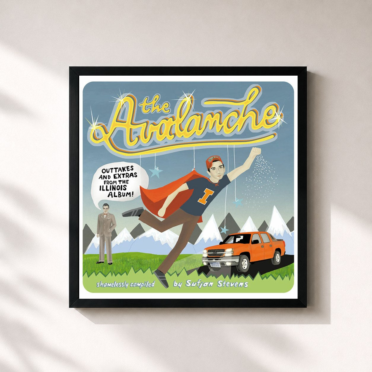 #noir Tableau carré de l'album The Avalanche de Sufjan Stevens, cadre noir 32x32 cm