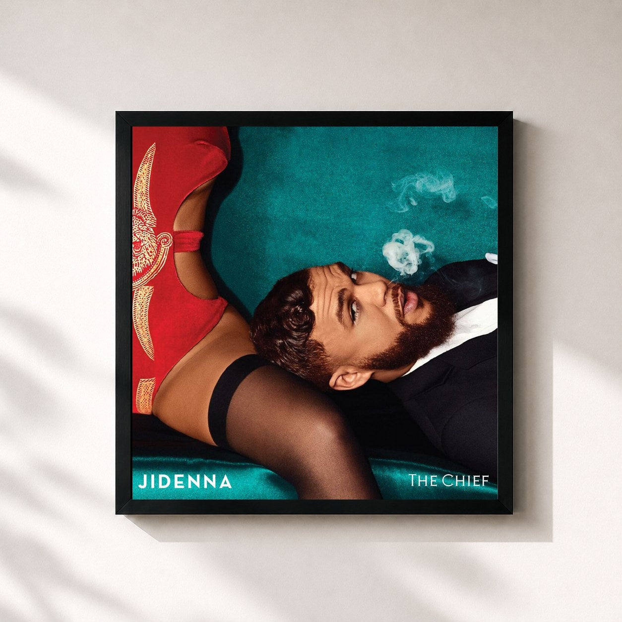 #noir Tableau carré de l'album The Chief de Jidenna, cadre noir 32x32 cm