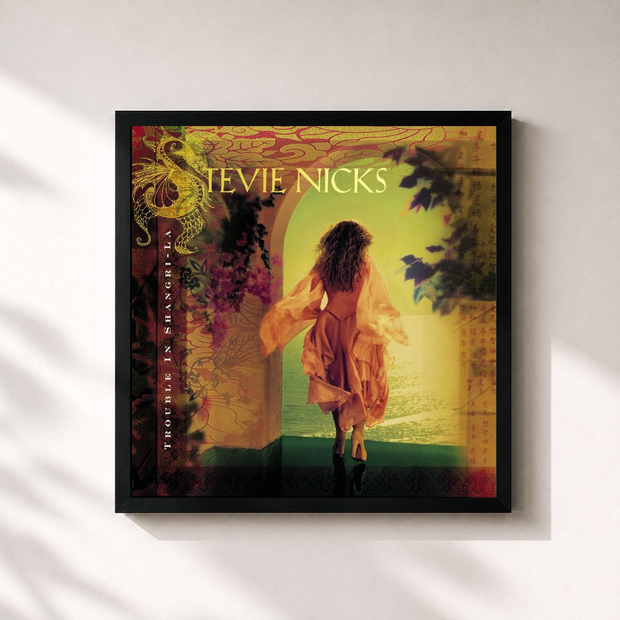 #noir Tableau carré de l'album Trouble in Shangri-La de Stevie Nicks, cadre noir 32x32 cm