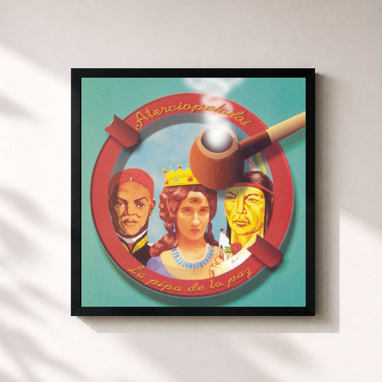 #noir Tableau carré de l'album La Pipa De La Paz de Aterciopelados, cadre noir 32x32 cm