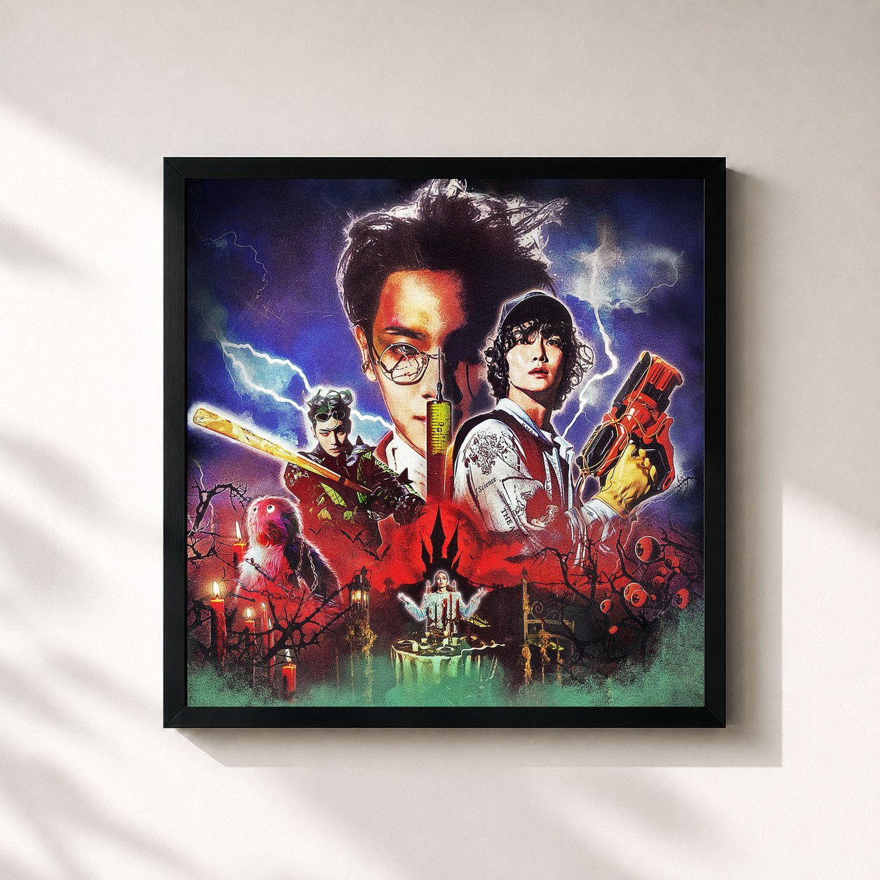 #noir Tableau carré de l'album Gasoline - The 2nd Album de KEY, cadre noir 32x32 cm