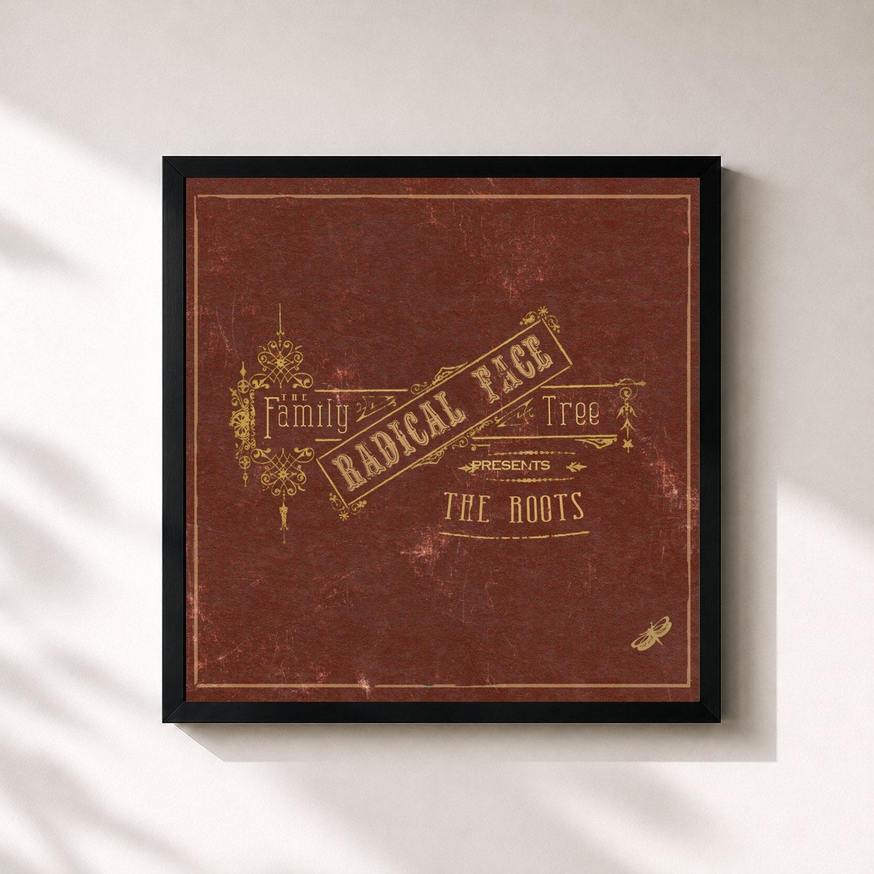 #noir Tableau carré de l'album The Family Tree: The Roots de Radical Face, cadre noir 32x32 cm