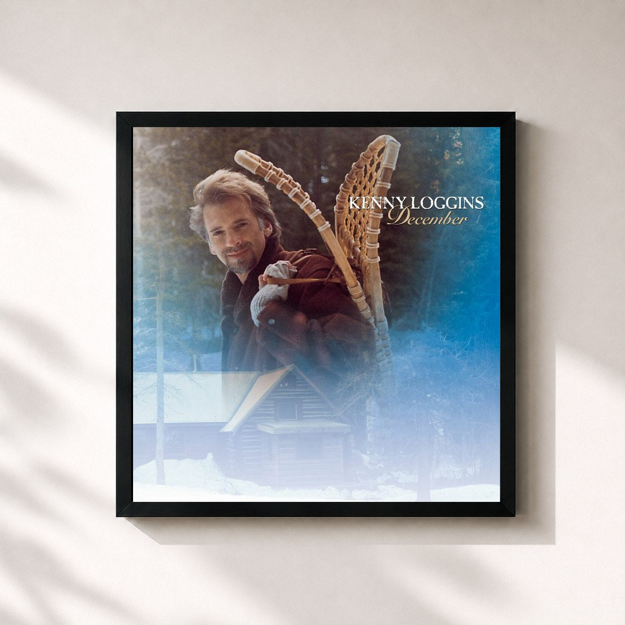 #noir Tableau carré de l'album December de Kenny Loggins, cadre noir 32x32 cm