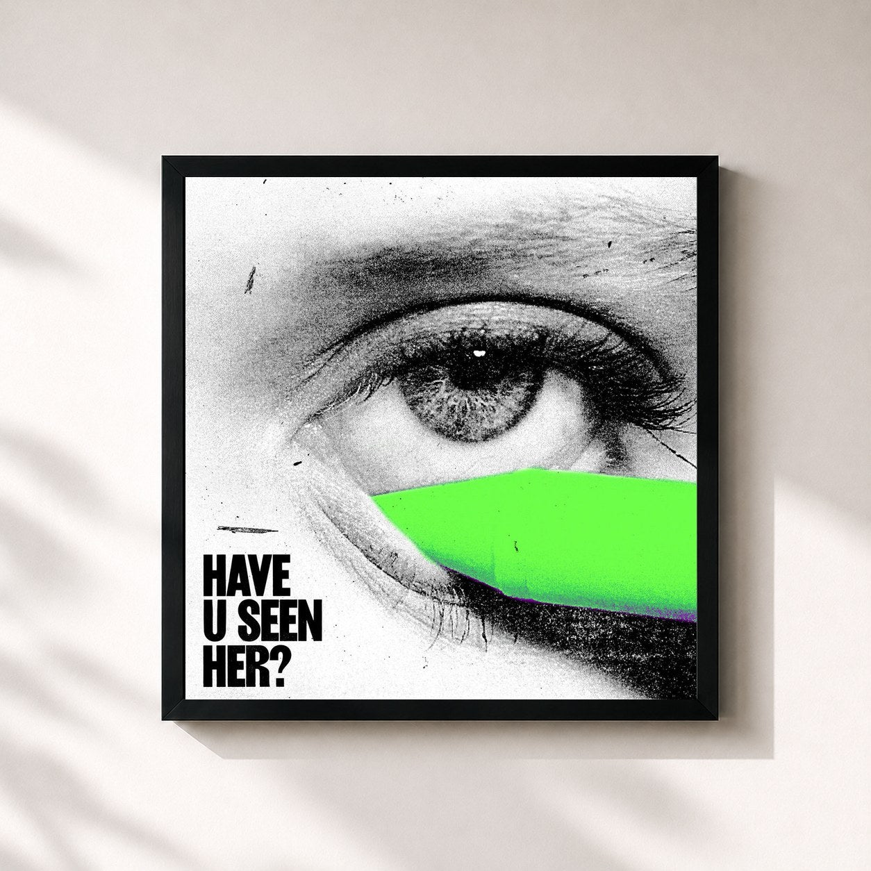 #noir Tableau carré de l'album Have U Seen Her? de Alma, cadre noir 32x32 cm