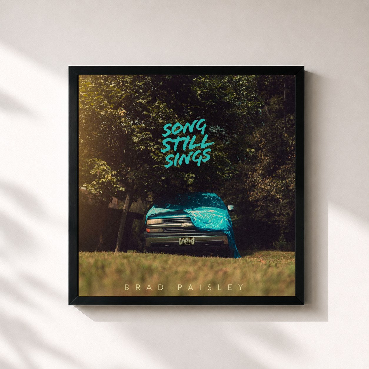 #noir Tableau carré de l'album Song Still Sings de Brad Paisley, cadre noir 32x32 cm