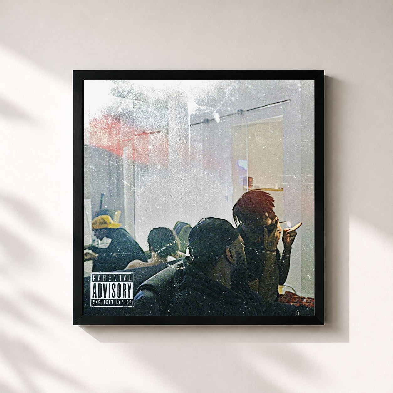 #noir Tableau carré de l'album Haine World de Youv Dee, cadre noir 32x32 cm