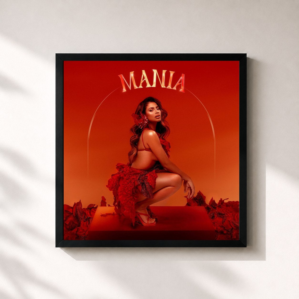 #noir Tableau carré de l'album MANIA de Lexa, cadre noir 32x32 cm