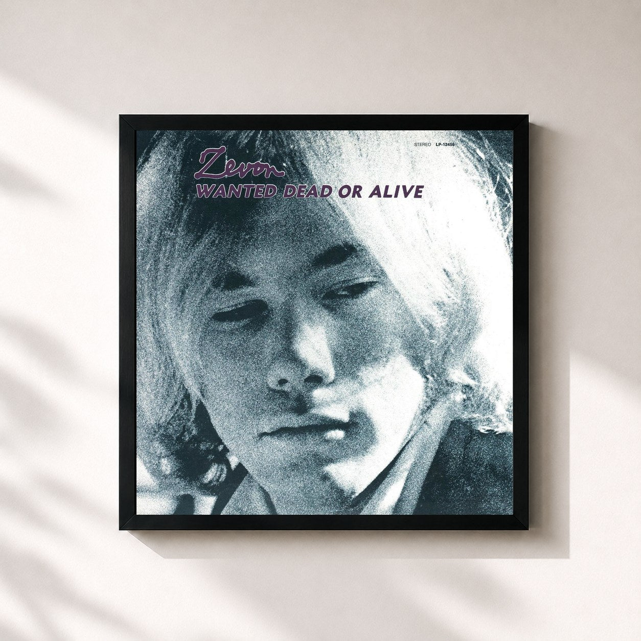 #noir Tableau carré de l'album Wanted Dead Or Alive de Warren Zevon, cadre noir 32x32 cm