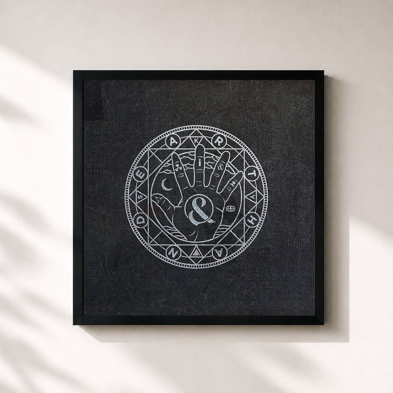 #noir Tableau carré de l'album EARTHANDSKY de Of Mice & Men, cadre noir 32x32 cm