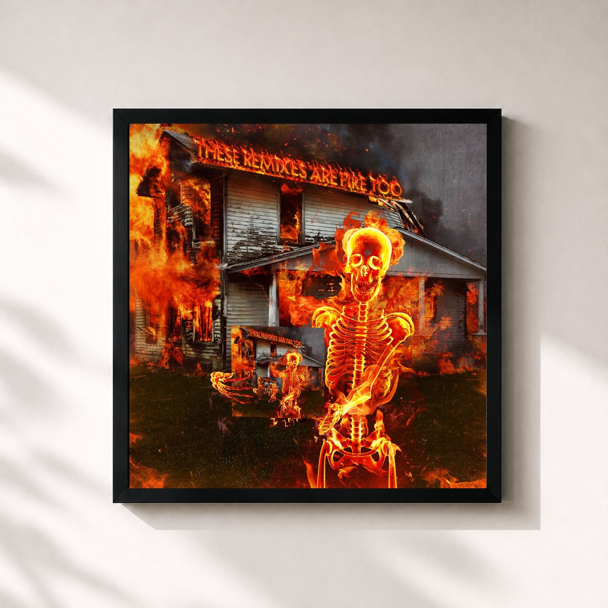 #noir Tableau carré de l'album These Remixes Are Fire TOO de Dillon Francis, cadre noir 32x32 cm