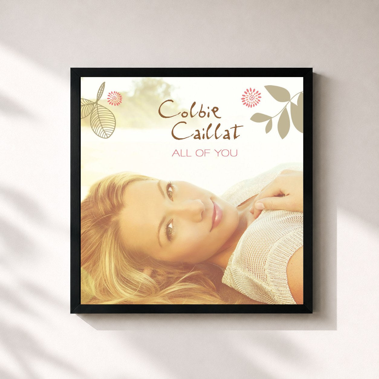 #noir Tableau carré de l'album All Of You de Colbie Caillat, cadre noir 32x32 cm