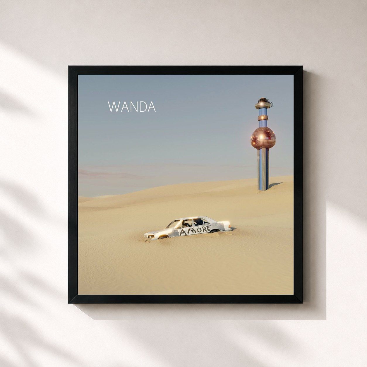 #noir Tableau carré de l'album Wanda de Wanda, cadre noir 32x32 cm