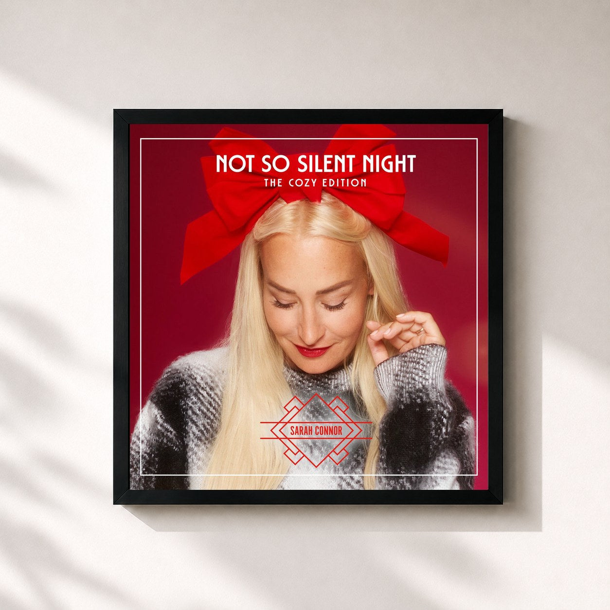 #noir Tableau carré de l'album Not So Silent Night (The Cozy Edition) de Sarah Connor, cadre noir 32x32 cm