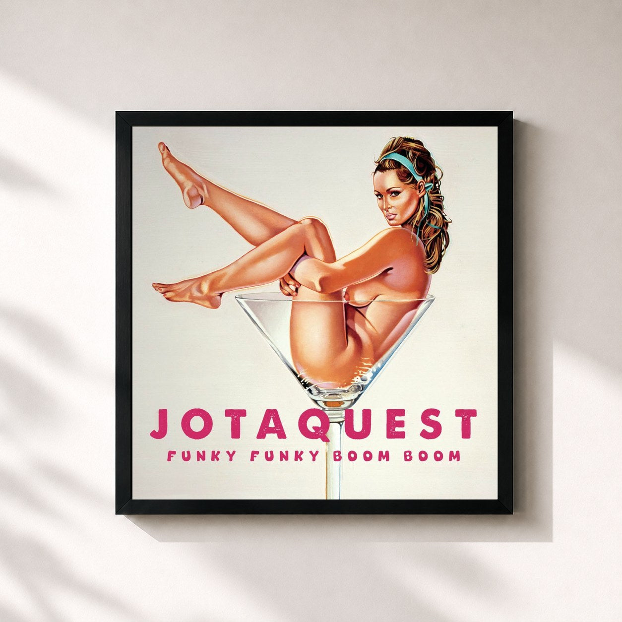 #noir Tableau carré de l'album Funky Funky Boom Boom de Jota Quest, cadre noir 32x32 cm