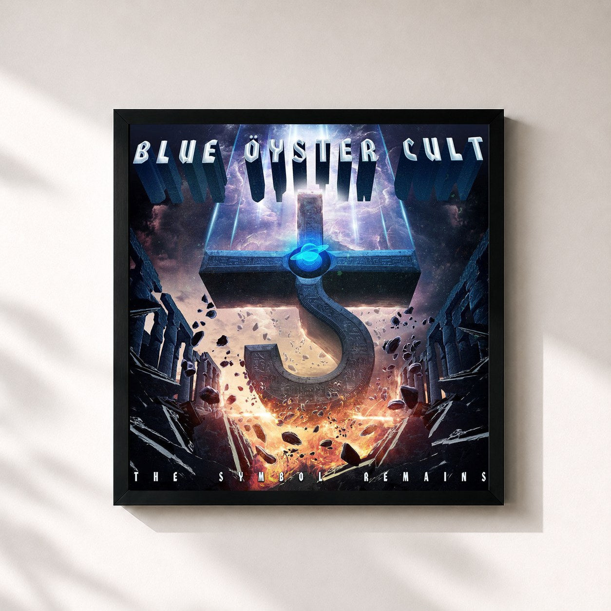 #noir Tableau carré de l'album The Symbol Remains de Blue Öyster Cult, cadre noir 32x32 cm